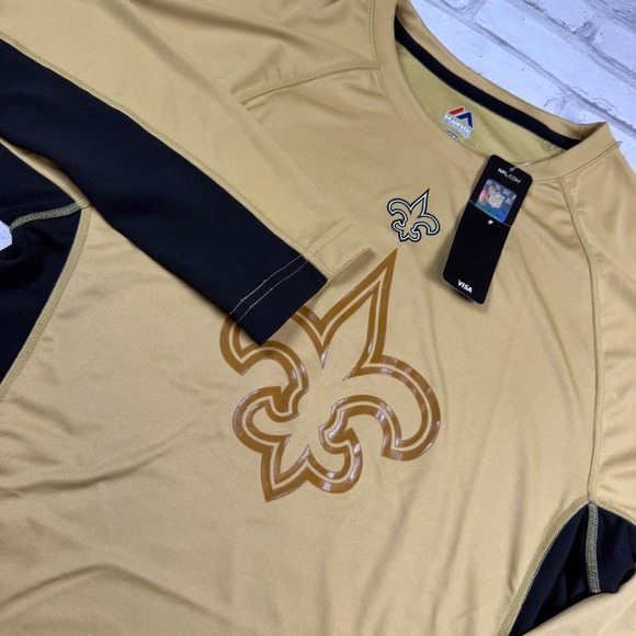 Majestic Other - Majestic New Orleans Saints Shirt Mens Small Gold Long Sleeve Cool Base NWT